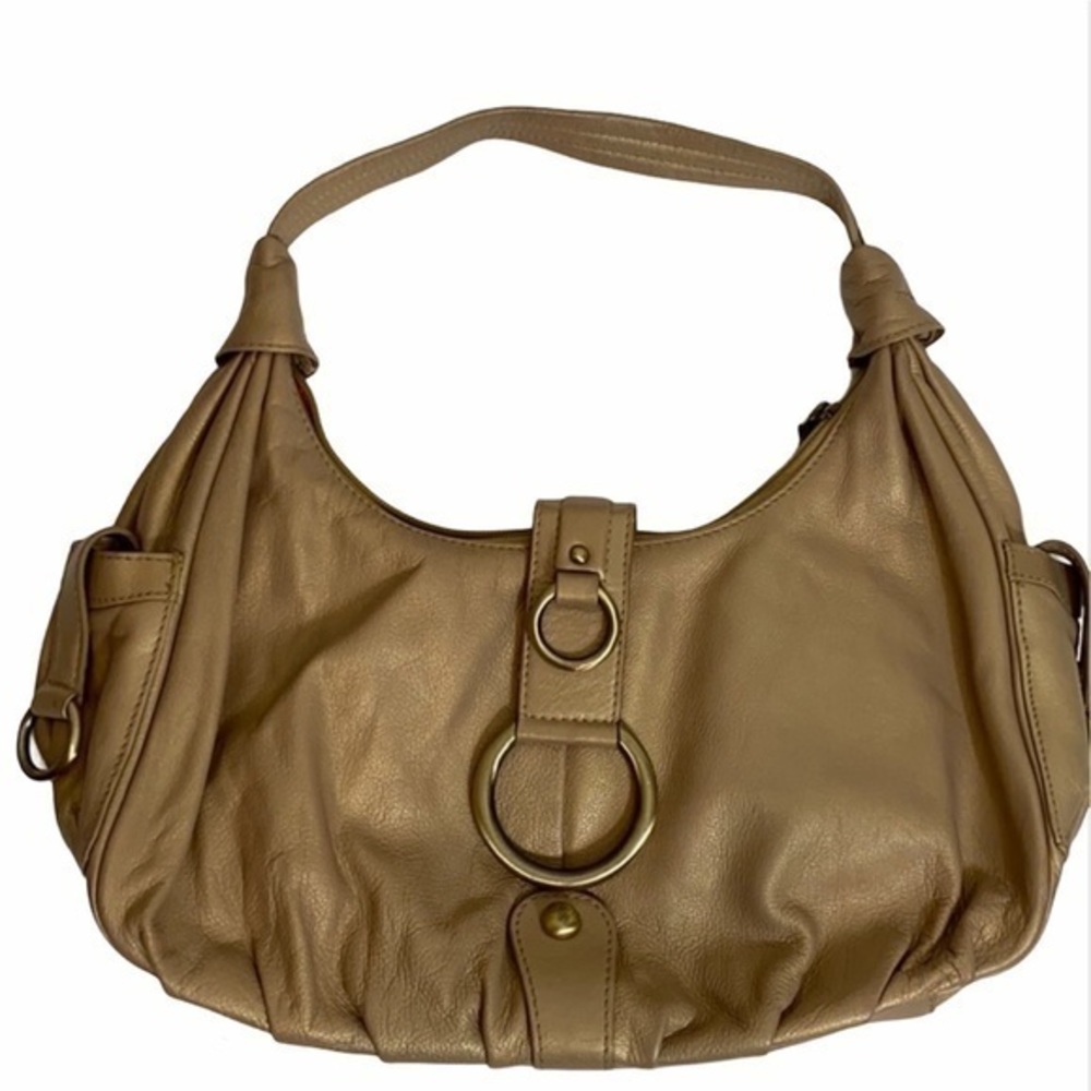 Michael Rome Designs Gold Leather Hobo Bag